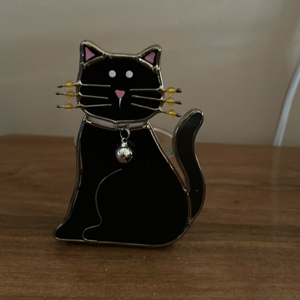 Black cat candle holder